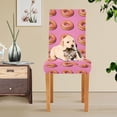 thumbnail image 4 of Yayeee 2 Pack Dining Chair Covers Stretch Parson Chairs Slipcovers Seat Protector, Pink Doughnuts, 4 of 6