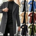 thumbnail image 2 of YAYUBA Men's Casual Trench Coat Slim Fit Notched Collar Long Jacket Overcoat Single Breasted Pea Coat wih Pockets,Blue,XXL, 2 of 5