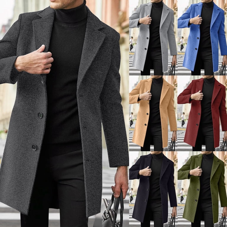 YAYUBA, Men's Casual Trench Coat, Slim Fit, Black, XL - Walmart.com