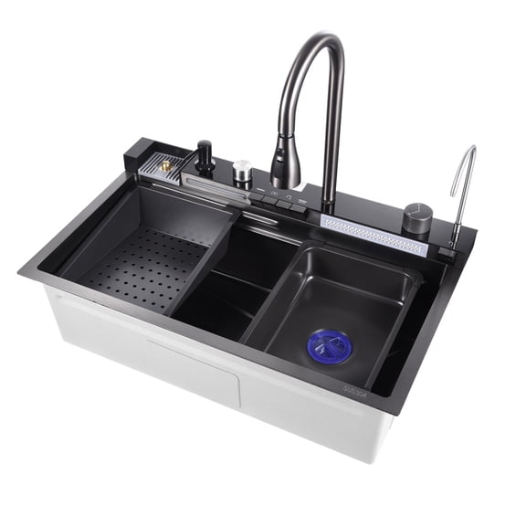 29.5 x 17.7 inch Kitchen Sink, Single Bowl Stainless Steel Sink Multifunctional Drop In Sink with Faucet and Multiple Accessories for Outdoor, Laundry Room, Bar