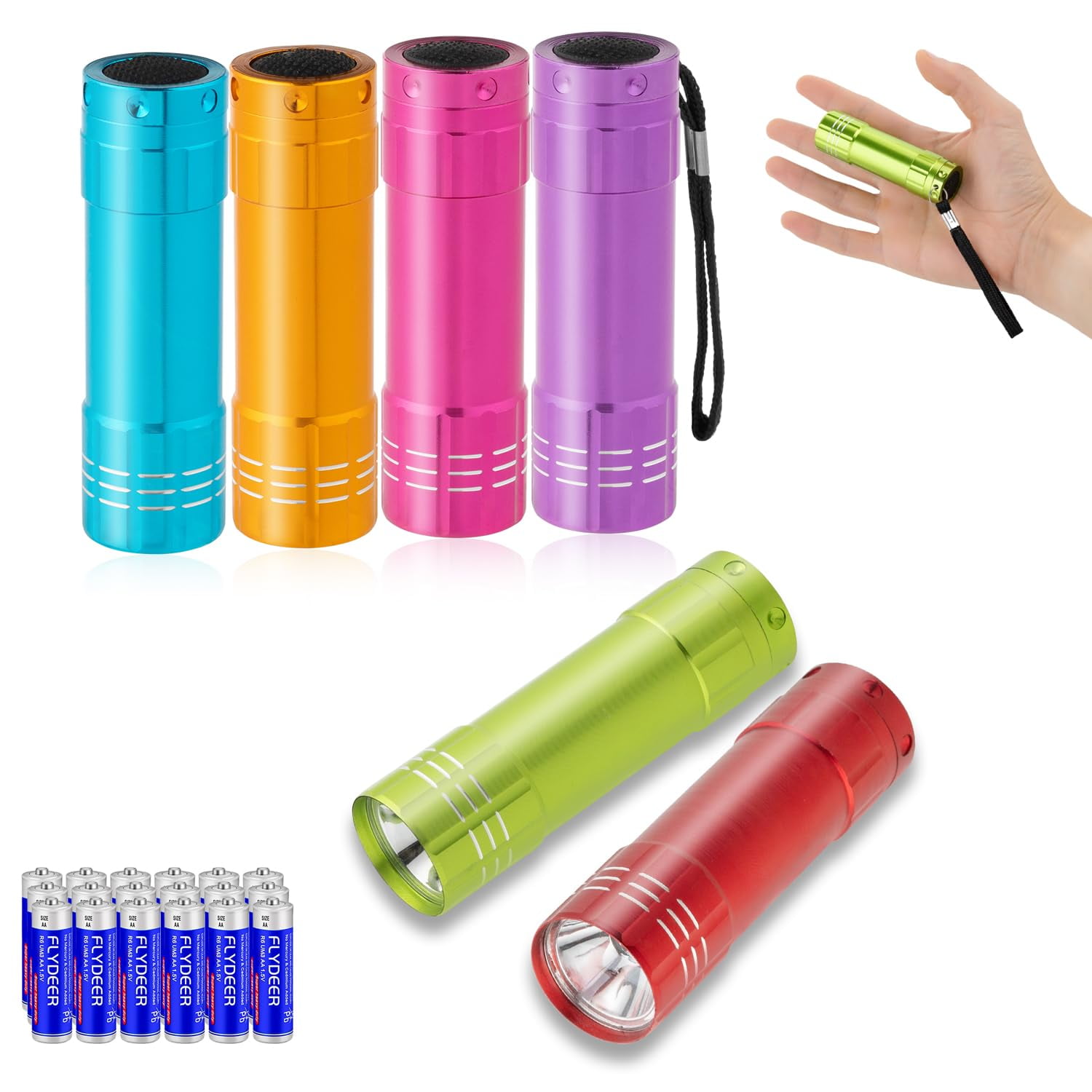 Mini linterna LED KunHe para niños, paquete de 6, con pilas y cordón ...