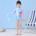thumbnail image 6 of 4-6 T Bathing Suits Girls Long Sleeve Sun Protective Swimsuit with Ruffle Design Full Coverage Rash Guard for Toddlers and Kids, 6 of 6