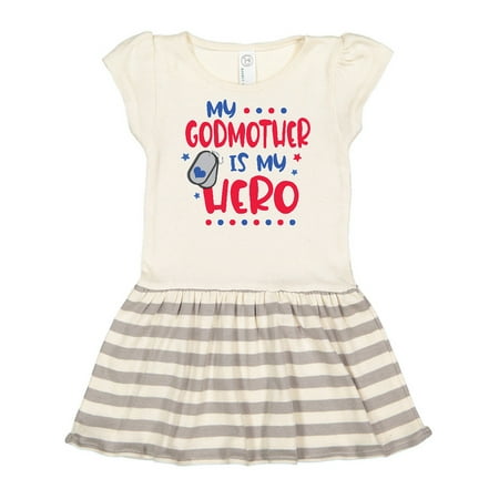 

Inktastic Memorial Day My Godmother is My Hero Gift Toddler Girl Dress
