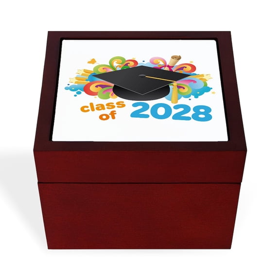 CafePress - 2028 Graduation - Keepsake Box, Finished Hardwood Jewelry Box, Velvet Lined Memento Box