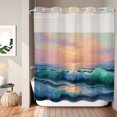 thumbnail image 2 of No Hook Shower Curtain, Summer Coastal Shower Curtains for Bathroom with See Through Top Window, Nautical Seagulls Sunset Ocean Waterproof & Washable Bath Curtain Long 72"x78", 2 of 9