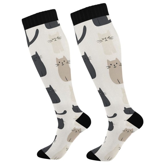 FORMRS Womens Knee High Socks Casual Long Thick Travel Daily Wear, 1 Pair, Cute Cartoon Cats