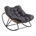thumbnail image 6 of Tcbosik Papasan Rocking Chair with Cushion, Wicker Egg Chair for Indoor & Outdoor Use, Reading Lounge Chair for Patio, Porch, Living Room, Bedroom, Yellow & Gray, 6 of 11