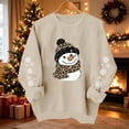 thumbnail image 5 of Women's Snowman Graphic Sweatshirt Crew Neck Long Sleeve Snowflake Sleeve Casual Pullover Top, 5 of 6