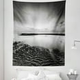 thumbnail image 1 of Black and White Tapestry, Idyllic Sunrise at the Beach Rippled Seashore Dramatic View Image, Fabric Wall Hanging Decor for Bedroom Living Room Dorm, 5 Sizes, Black White Grey, by Ambesonne, 1 of 1