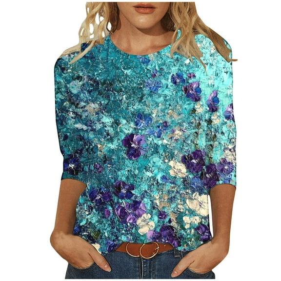 Women Blouse 3/4 Sleeve Petite, Ladies Tops And Blouses For Work Summer Clothes Outfits Women Over 50 Summer Tops for Women 2026 Trendy Plus s for Women Golf