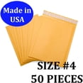 thumbnail image 1 of Size #4 (9.5"x13.5" Interior) Kraft Bubble Mailers with Self Seal- 50 QTY Fast Shipping!, 1 of 1