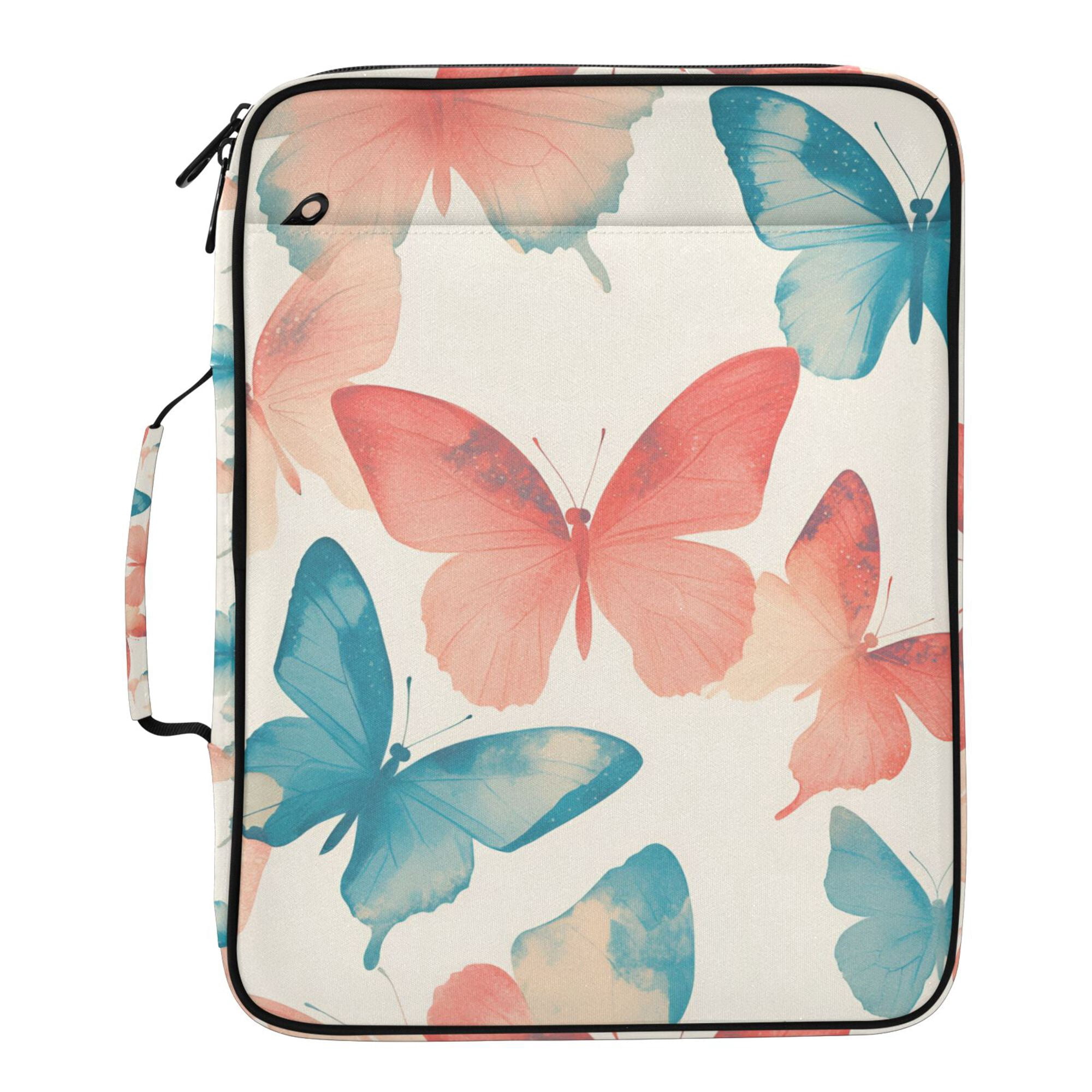 FORMRS Accordion File Folder A4 Size 7-Pocket Expanding Document Organizer Bag with 3 Ring Binder, Watercolor Butterflies