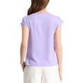 thumbnail image 3 of INSPIRE CHIC Women's Solid V Neck Cap Short Sleeves Work Blouse XL Lilac, 3 of 7