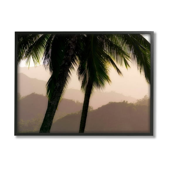 Stupell Industries Tropical Overhanging Palms Distant Land Photograph Black Framed Art Print Wall Art, Design by Dennis Frates
