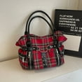 thumbnail image 2 of Y2k Canvas Tote Bag for Women Large Checkered Punk Shoulder Purse Shopping Handbag Travel Top Handle Bags, 2 of 5