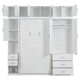 thumbnail image 6 of EUROCO Wood Murphy Bed, Storage Wall Bed with Cabinets and Drawers, Clever Furniture Set with Wardrobe for Living Room, Assemble Video Provided, Twin, 6 of 17
