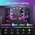 thumbnail image 3 of Large Makeup Vanity Desk with Mirror and Lights in 3 Colors, Black Vanity Table with Charging Station & LED Lights, Dressing Vanity Table with Glass Table Top & Adjustable Cabinets for Girls Women, 3 of 5