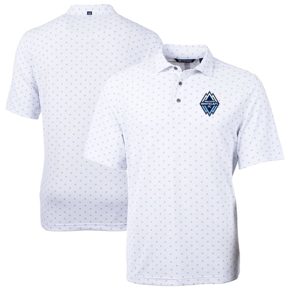 Men's-Cutter & Buck  White Vancouver Whitecaps FC Big & Tall Virtue Eco Pique Tile Print Recycled Polo