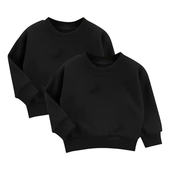 Bnwani Black Toddler Crew Neck Sweatshirts Girls Long Sleeve Cotton Solid Size 3-4t