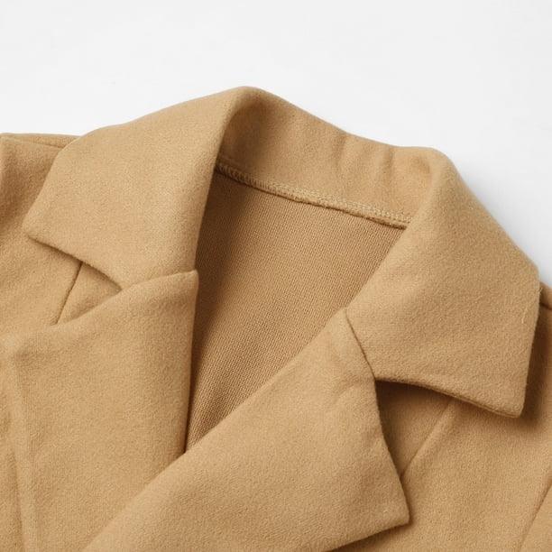 Baberdicy Women's Belted Wool Coat, Slim Fit Lapel Trench Overcoat