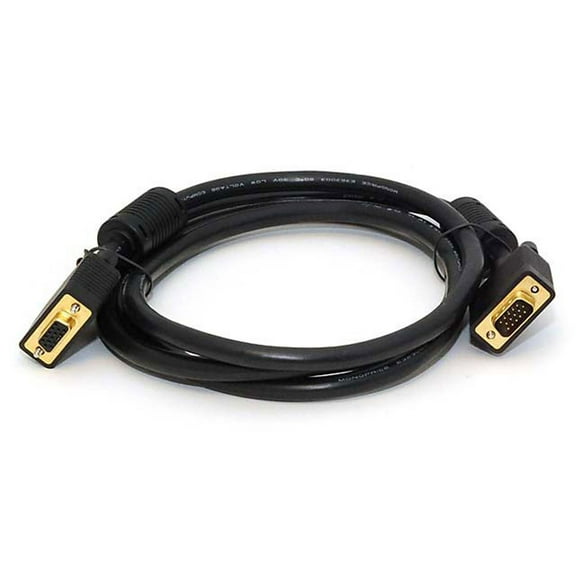 Monoprice Super VGA Extension Cable - 6 Feet - Black | Male to Female Monitor Cable with Ferrite Cores (Gold Plated)