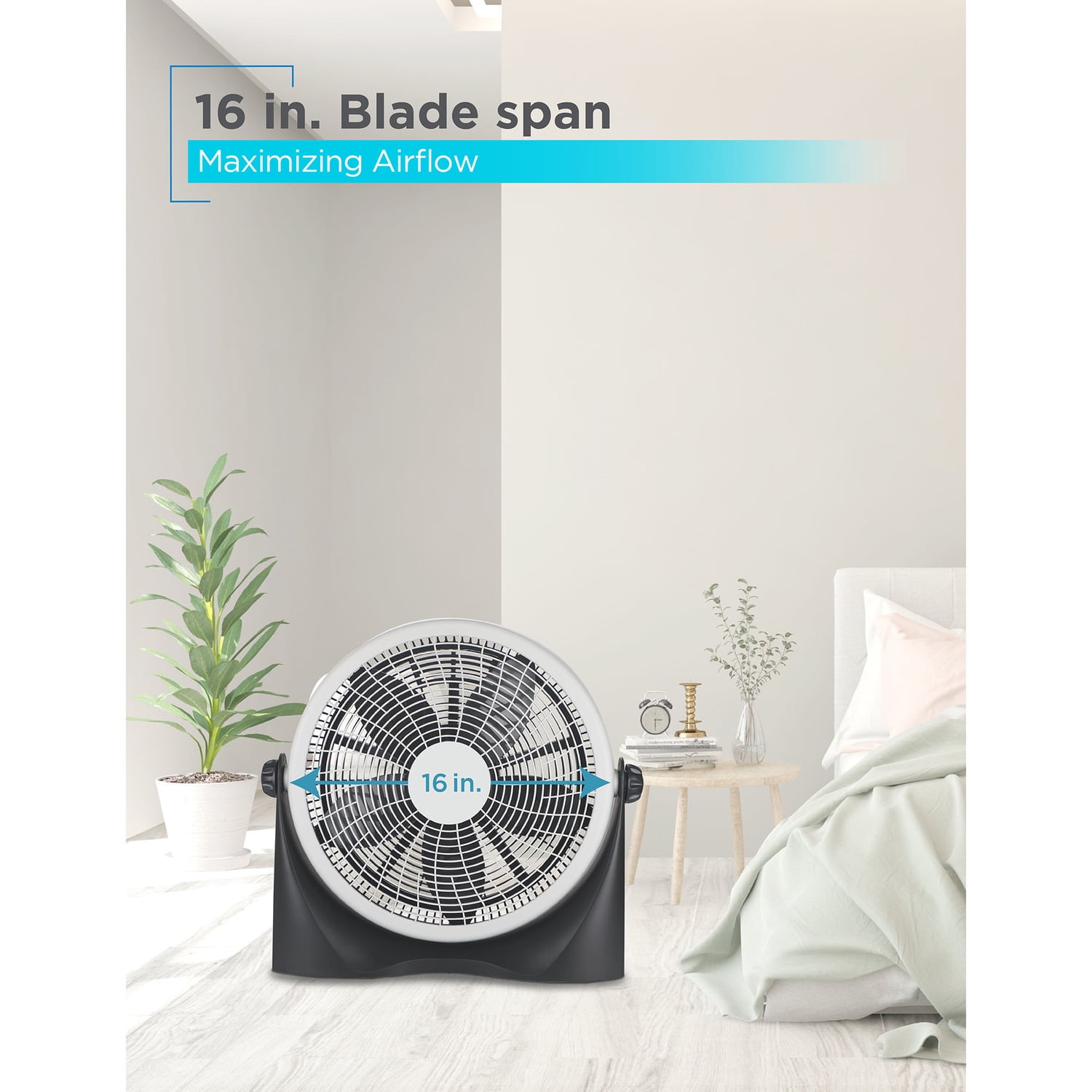BLACK+DECKER BFF16B 16-In. 3-Speed Portable Floor Fan with Adjustable Tilt, Black