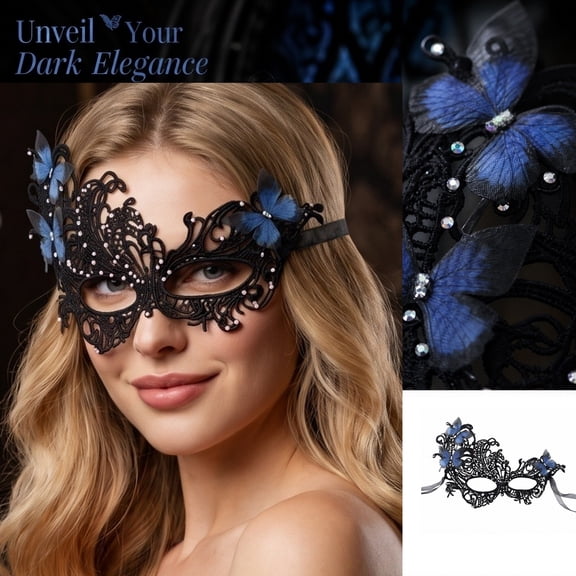 Halloween Black Masquerade Lace Half Mask for Women, Mask for Masquerade Party And, Mask for Halloween Party and Gift