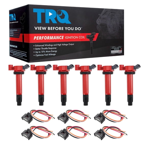 TRQ Ignition Coil Set 12 Piece with Wire Harness Fits 04-06 Lexus ES330 RX330 06-08 RX400h 04-06 Toyota Camry Highlander Sienna 04-08 Solara