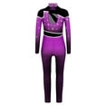 thumbnail image 5 of iiniim Girls Kids Sparkly Color Block Gradient Long Sleeve Figure Skating Gymnastics Leotard Full Body Jumpsuit Bodysuit Purple 10, 5 of 7