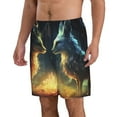 thumbnail image 2 of Rocae Firefly Forest Fox for Men's Beach Shorts Casual Elastic Waist Drawstring Summer Beach Shorts,S-3XL-Large, 2 of 6