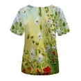 thumbnail image 4 of Ichuanyi Womens Shirts Clearance, Fashion Women V-neck Short Sleeve Floral Printed Casual Loose T-Shirt Top Blouse, 4 of 7