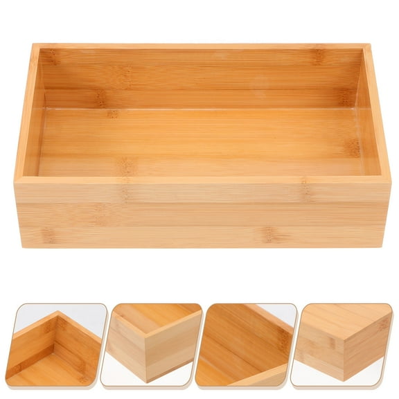 Zcyifa Storage Box Refining Bamboo and Wood Storage Box for Home Desktop Finishing (Khaki)