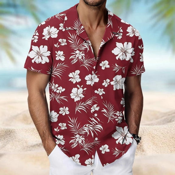 YSUEJPF Mens Hawaiian Shirts, Summer Short Sleeve Button Down Tropical Shirt, Big & Tall Beach Shirts