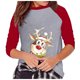 thumbnail image 4 of Moda mujer Navidad cuello redondo manga larga Patchwork impresión camiseta Casual blusa Tops Pompotops gfhjh4519, 4 of 6