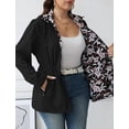 thumbnail image 2 of Giolshon Women's Plus Size Reversible Floral Print Hooded Casual Lightweight Windbreaker Outerwear, 2 of 4