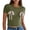 Army Green, variant on Women's Casual T-Shirt Bow Tie Front Round Neck Short Sleeve Basic Comfy Relaxed Loose Fit Top Blouse, Gray XXL