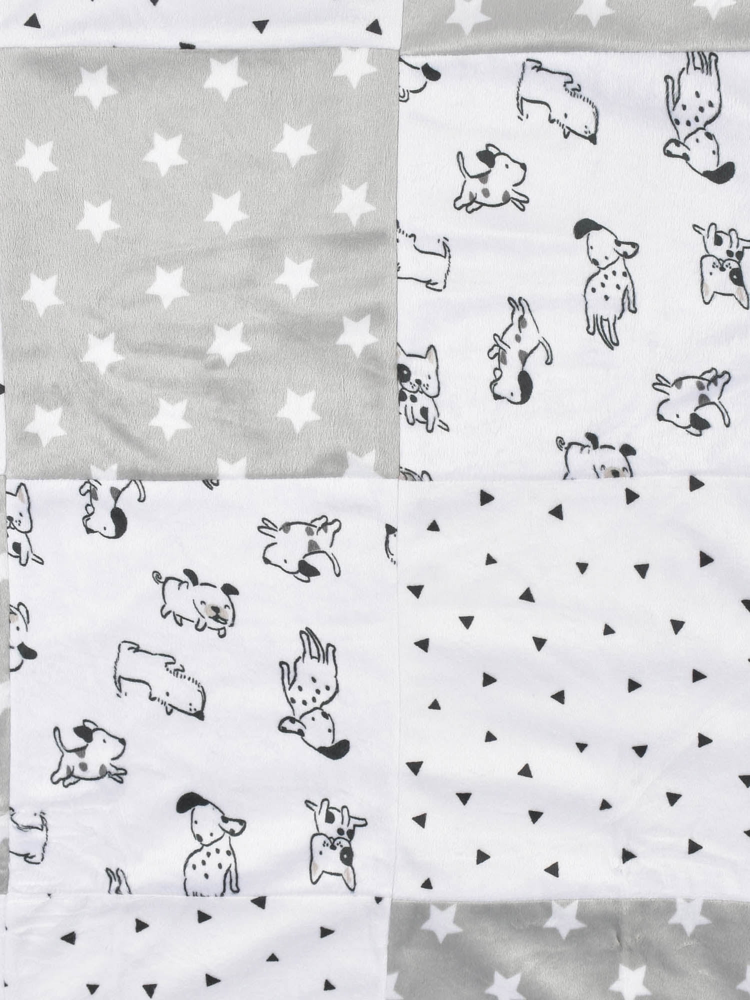 Modern Moments by Gerber Baby & Toddler Super Soft Patchwork Blanket, White Puppies