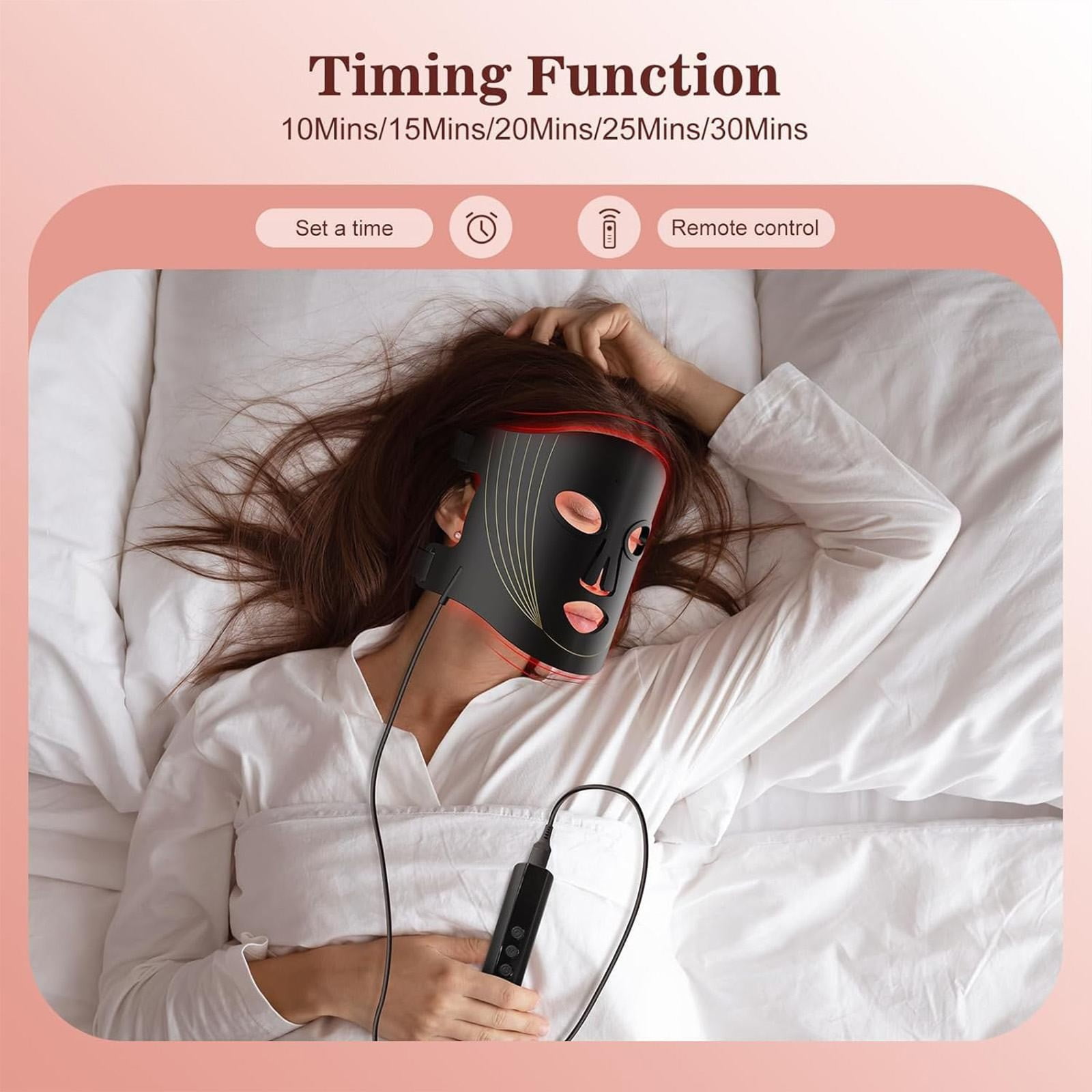 Red Light Therapy for Face, 3 Modes Portable Led Face Mask Light Therapy with Remote, Near-Infrared 850 Red Light Therapy Mask with Timing Function, Red Light Therapy at Home 180 LED Beads(Black)