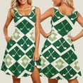 thumbnail image 2 of Summer Plaid Print Casual Dress for Women Stylish Flowy Comfortable Everyday Wear with Pockets Sleeveless Crew Neck Gown Green XXXXL, 2 of 6