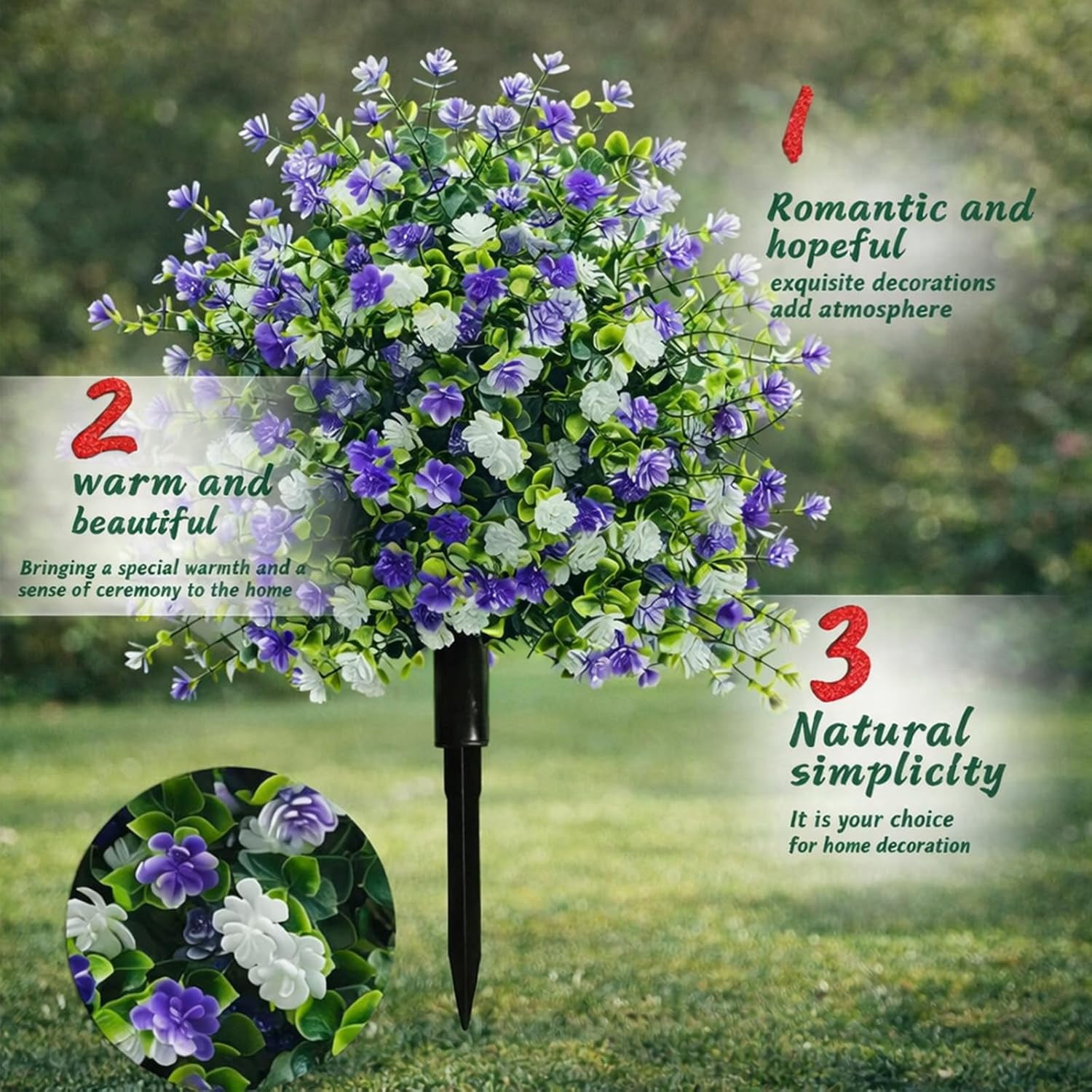 Artificial Potted Trees with Ground Stakes, UV Resistant Outdoor Faux Camellia Plants, Lifelike Artificial Flower Potted Shrubs for Front Porch, Patio, Garden & Yard Decor (#C*1)
