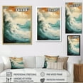 thumbnail image 4 of Designart "Contemporary Blue And Gold Waves By The Coast" Coastal Ocean Floater Framed Canvas Prints, 4 of 5