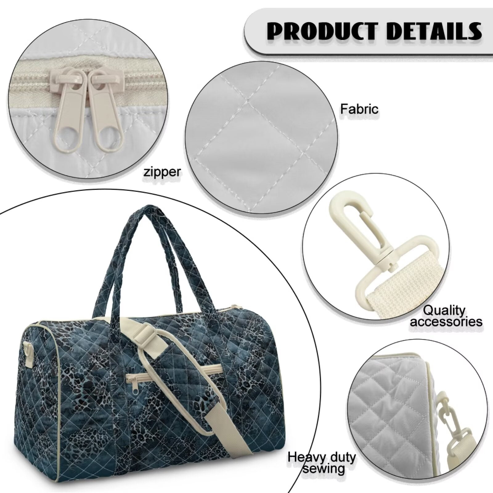Chririnla Travel Bag Duffle Bag Gym Portable Weekender Overnight Bags with Separate Compartment for Flight, Blue Snake Skin Print