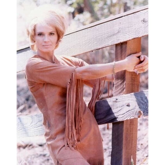 Angie Dickinson poses on fence 1971 Pretty Maids All in A Row 8x10 inch photo