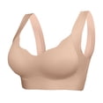 thumbnail image 2 of IQOGKRN Women's Seamless Wireless Bra Ribbed Texture No Underwire Seamless Full Coverage T-Shirt Pullover Sleep Bra Comfortable Everyday Support Bralette Khaki XL, 2 of 8