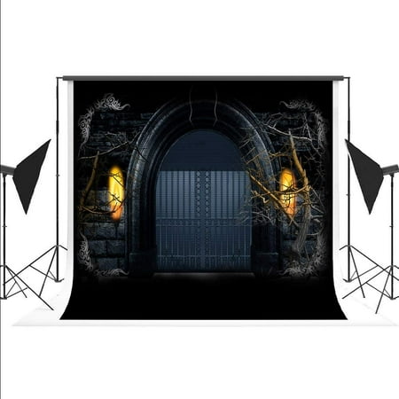 Image of ABPHOTO Polyester Backdrop for Photography Halloween Photographic Background Black Arch Foto for Cosplay Fond Studio Photos Photoshoot 7x5ft