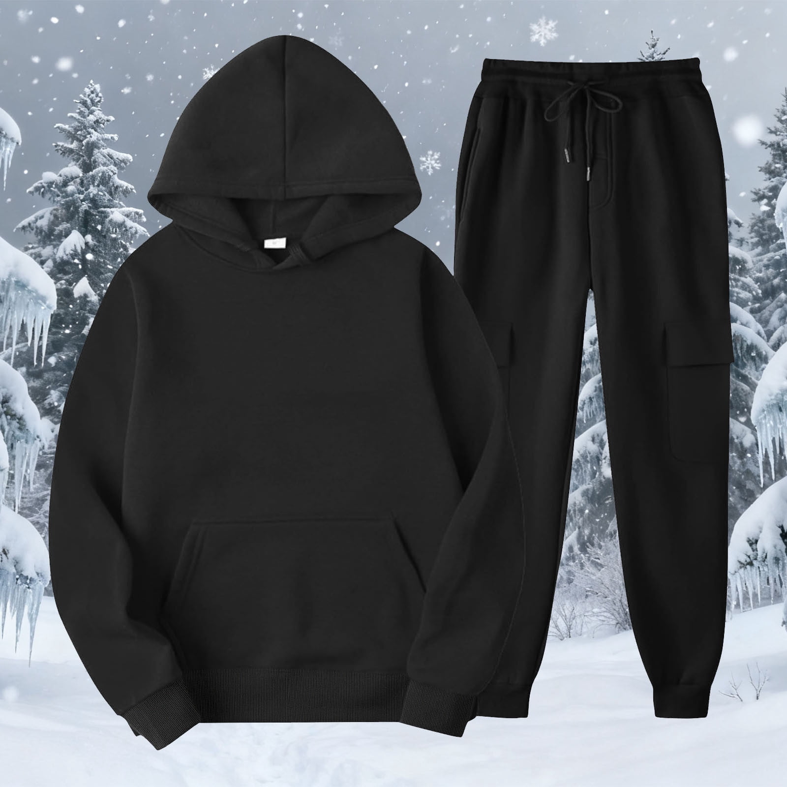Bloomae Fashion Hoodie Sweatsuits Women 2 Piece Jogger Outfits Lounge Two Piece Sets Hooded Pullover Sweatshirts Sweatpants Lightweight Hoodies Tracksuits with Pockets Black XXL
