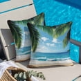 thumbnail image 5 of Coconut Tree Throw Pillow Cover Beach Blue Sky Sea Cotton Linen Cushion Cover Throw Pillow Case with Invisible Zipper for Couch Sofa Bed Chair Car 26x26 Inch, 5 of 14