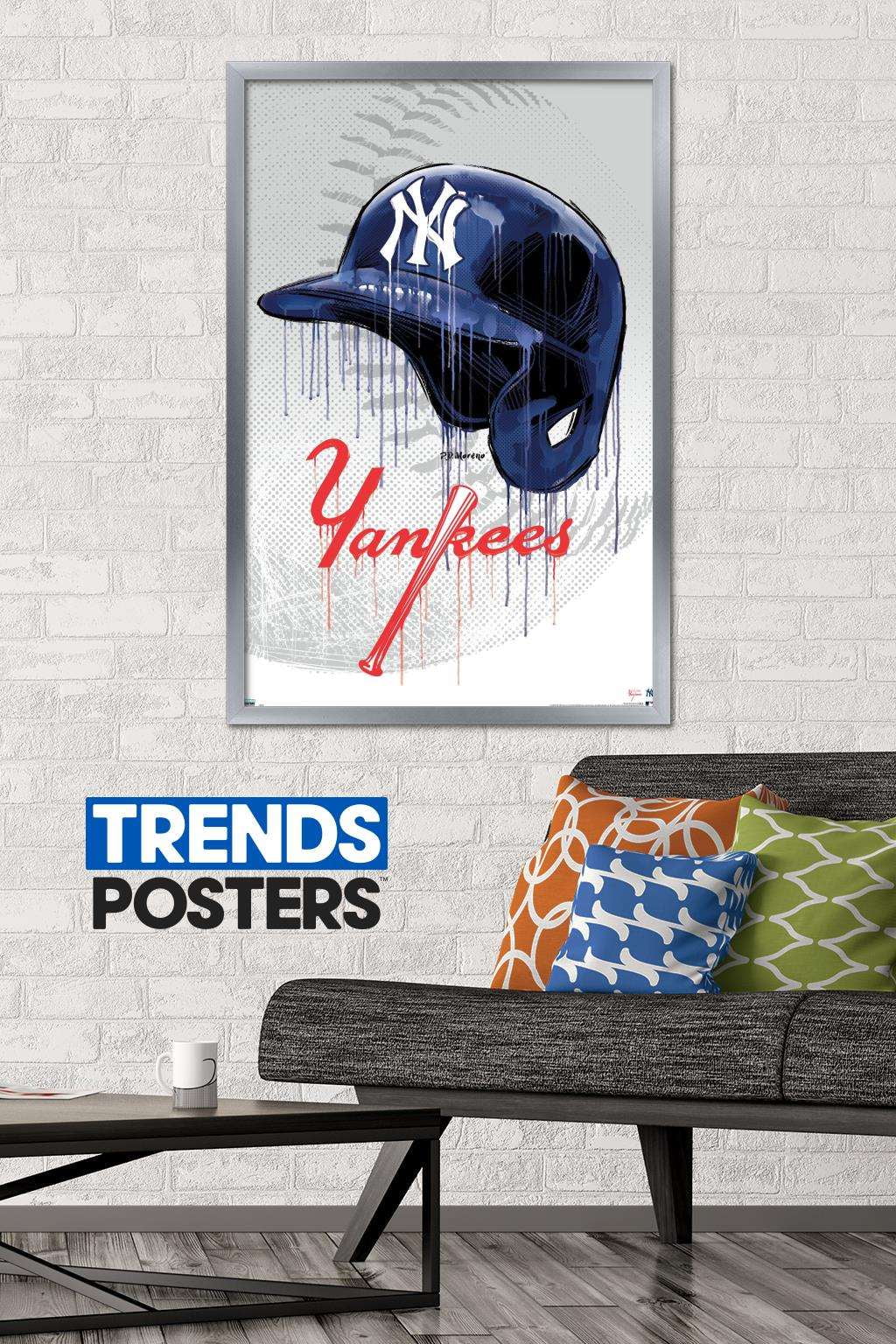MLB New York Yankees - Drip Helmet 20 Wall Poster, 22.375" x 34", Framed