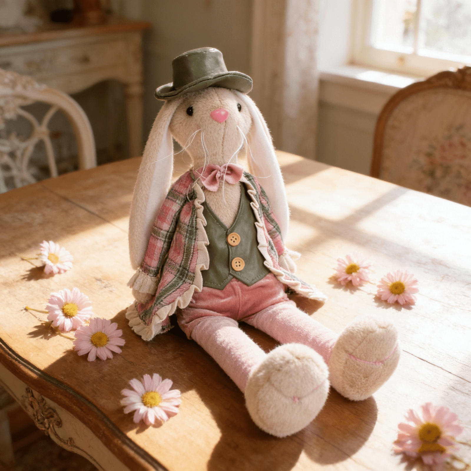 21.65Inch Easter Bunny Plush Toys, Large Stuffed Rabbit Figurines for Spring Home Decor, Cute Bunny Plush Decorations, Easter Basket Stuffers, Birthday Holiday Gift