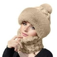 thumbnail image 5 of Hat and Scarf Set for Women - One Piece Hat Beanie Winter Face Mask for Women/Men, Warmer Beanie Neck Scarf Ski Snow Hats Khaki L, 5 of 5